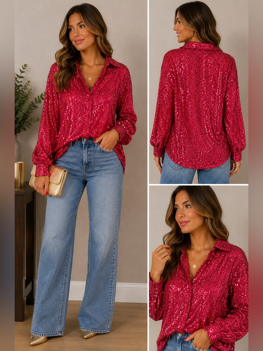 Rachel Zoe Sequin Button Down Shirt